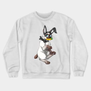 Bobtail BunnyCat: Chocolate Point (Black) Crewneck Sweatshirt